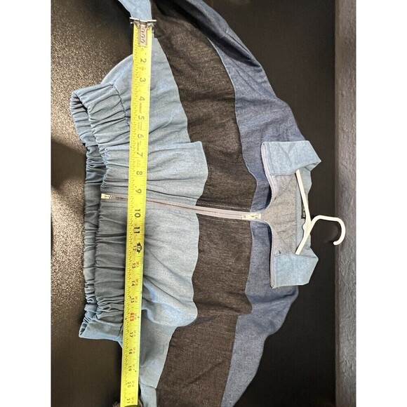 SHEIN Blue Cut And Sew Zip Up Crop Denim Jacket Size Medium Woman's - Picture 7 of 7